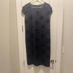 NWOT J Crew Collection Navy Linen Dress W/Raffia Jenna Lyons Era SZ 6 Lined Zip